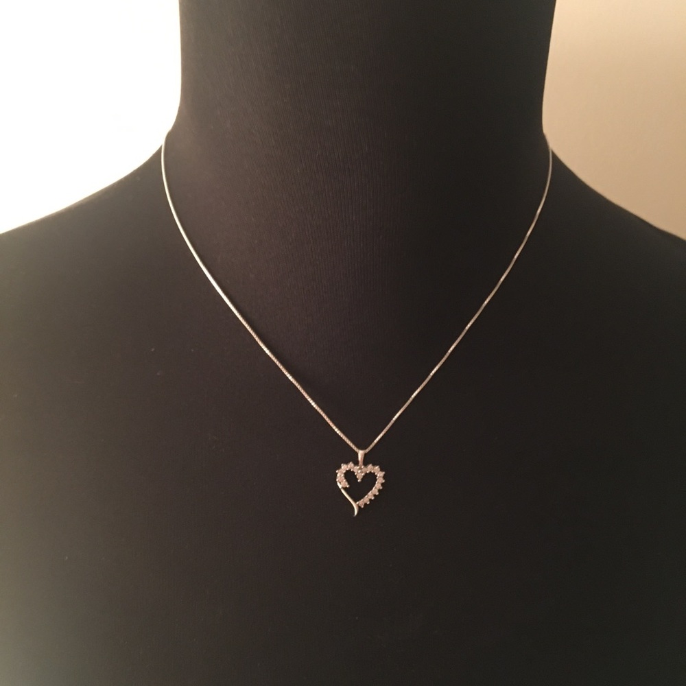 Diamond Encrusted Sterling Silver Heart Necklace